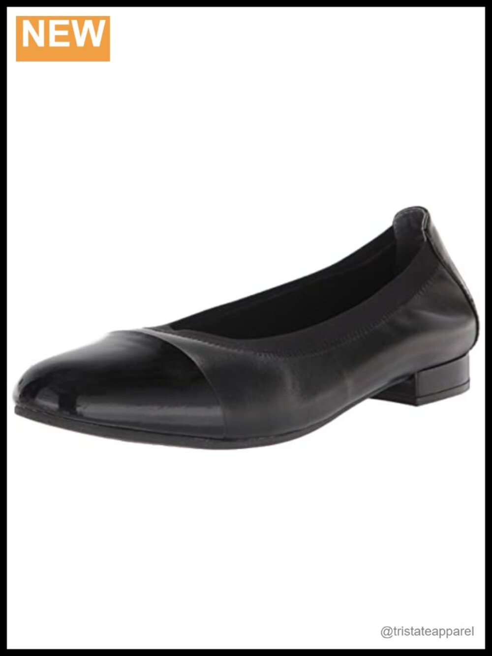 David Tate Nicole Leather Slingback Flats Round Toe Stacked Heel Pull-On